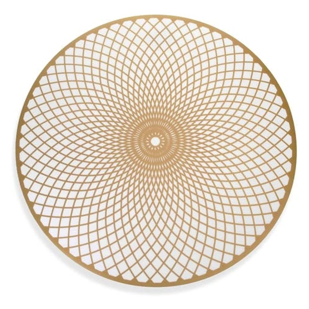 Jogo Americano Redondo De Plástico Mandala Dourado 38 Cm - D'rossi